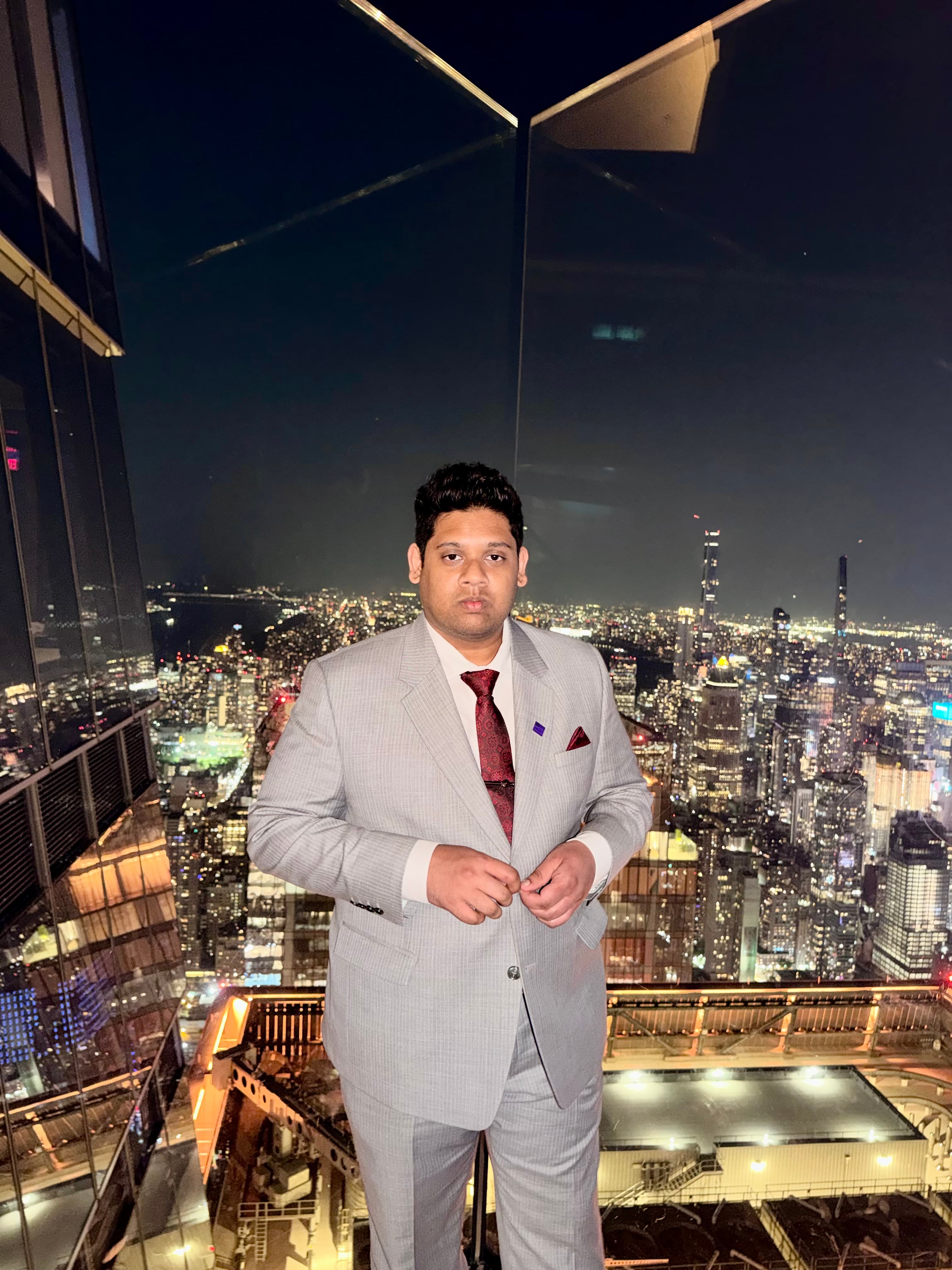 NYC skyline, black-tie night